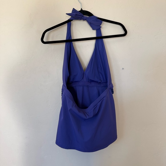 SPANX Purple Halter Tankini Top Criss Cross Waist Peplum Swim Shaping 14 - Picture 5 of 8